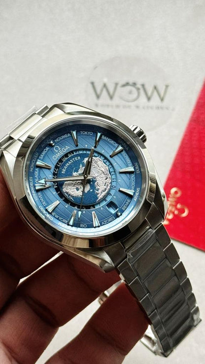 Omega Seamaster Aqua Terra Worldtimer VSF 1:1 Best Edition Summer Blue Dial on SS Bracelet A8938