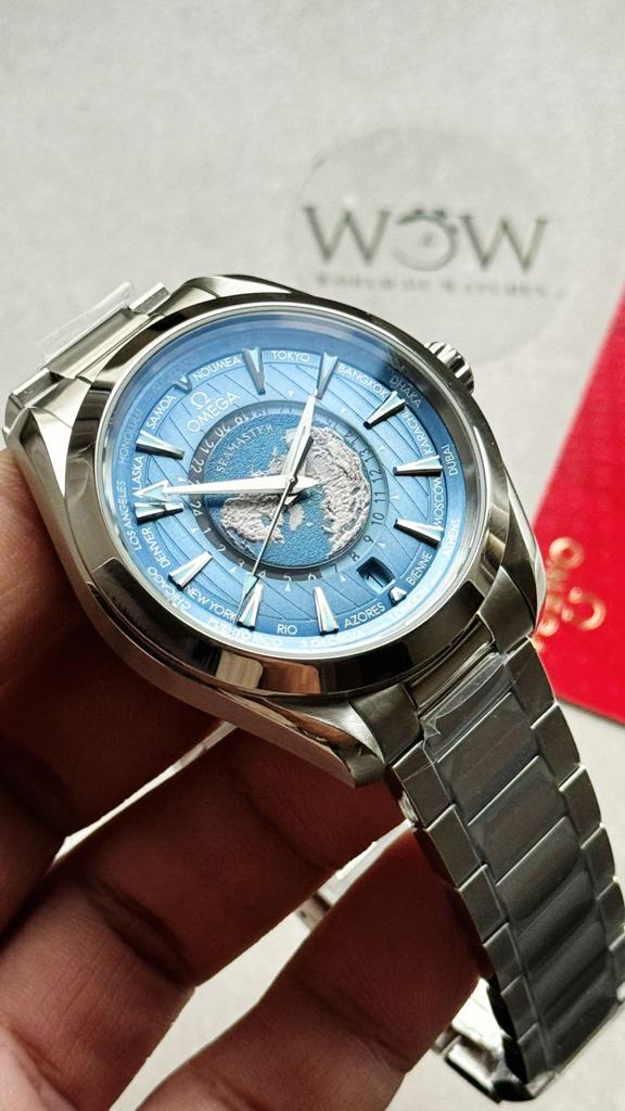 Omega Seamaster Aqua Terra Worldtimer VSF 1:1 Best Edition Summer Blue Dial on SS Bracelet A8938