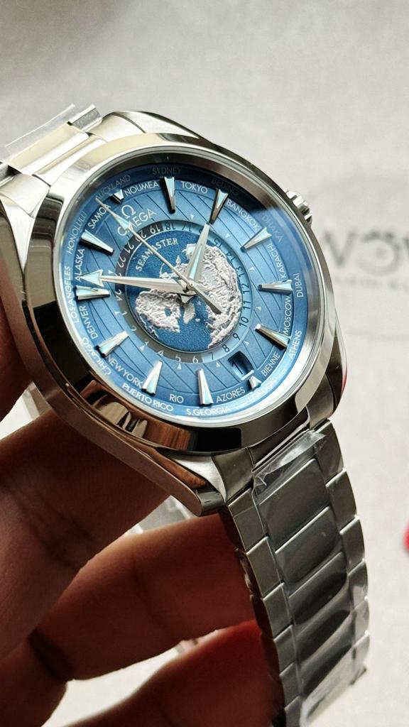 Omega Seamaster Aqua Terra Worldtimer VSF 1:1 Best Edition Summer Blue Dial on SS Bracelet A8938