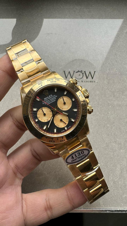 YG factory 1:1 Rolex Clean Daytona 116508 904L YG Black Dial A4130