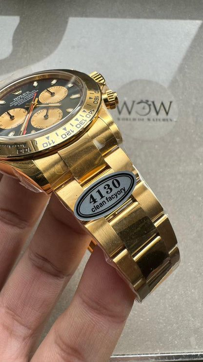 YG factory 1:1 Rolex Clean Daytona 116508 904L YG Black Dial A4130