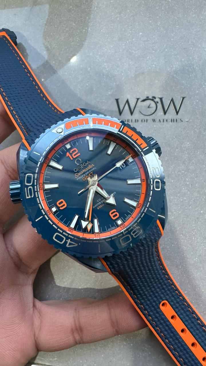 Planet Ocean 45.5mm Big Blue Real Ceramic VSF 1:1 Best Edition on Blue Rubber Strap A8906
