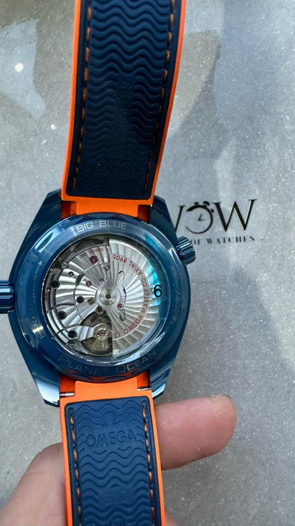 Planet Ocean 45.5mm Big Blue Real Ceramic VSF 1:1 Best Edition on Blue Rubber Strap A8906