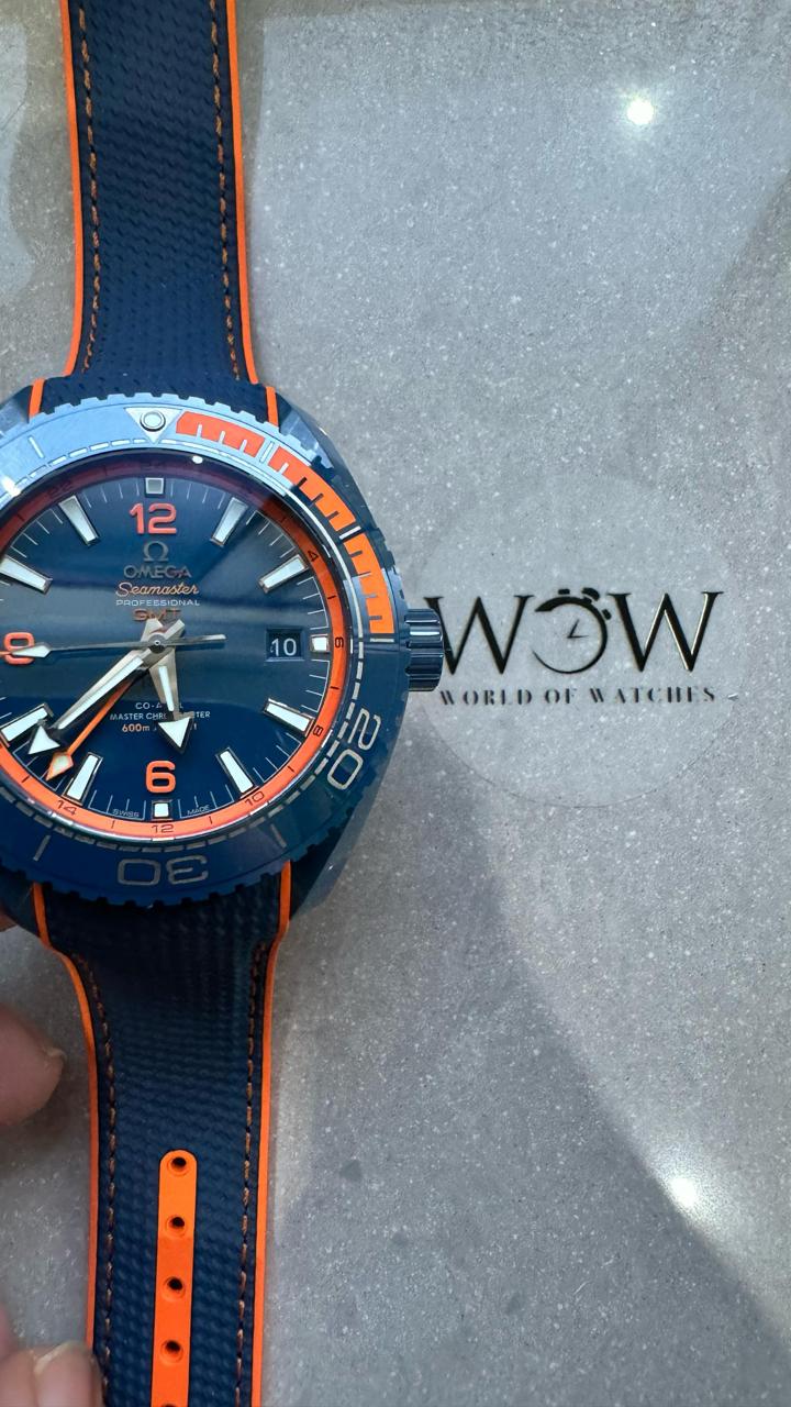Planet Ocean 45.5mm Big Blue Real Ceramic VSF 1:1 Best Edition on Blue Rubber Strap A8906