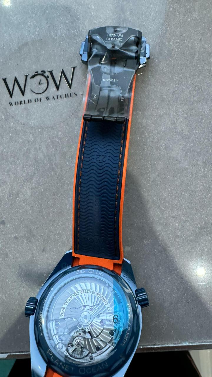 Planet Ocean 45.5mm Big Blue Real Ceramic VSF 1:1 Best Edition on Blue Rubber Strap A8906