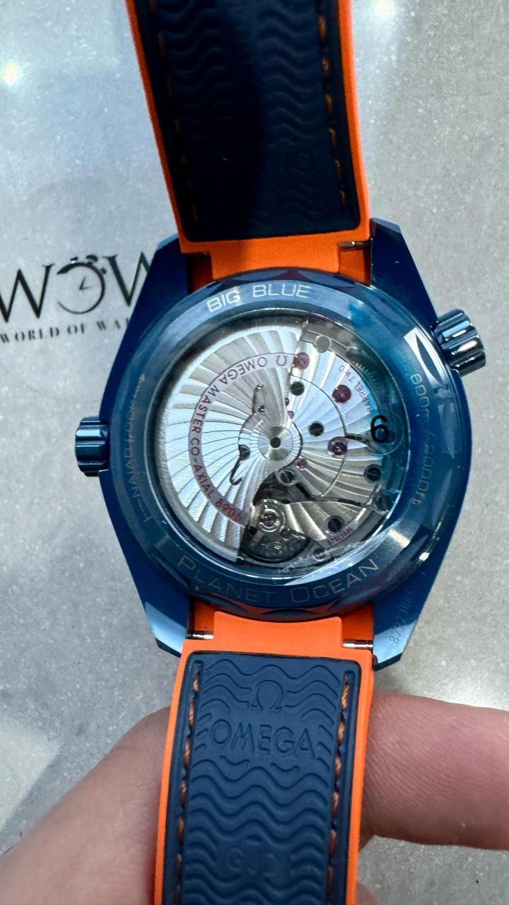 Planet Ocean 45.5mm Big Blue Real Ceramic VSF 1:1 Best Edition on Blue Rubber Strap A8906