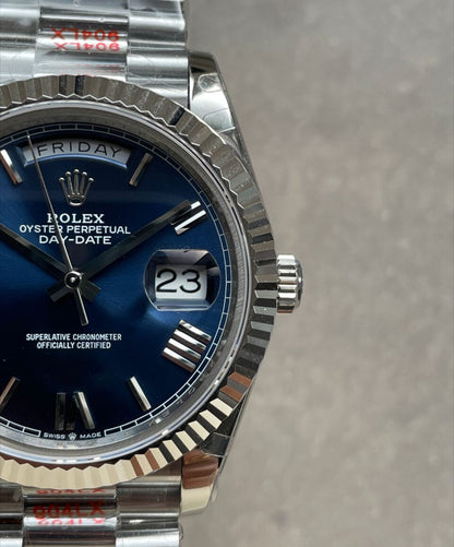 GMF Factory 1:1 Rolex DayDate 40mm 228239 Gain Weight SS/tungsten Blue Dial Roman Markers A3255