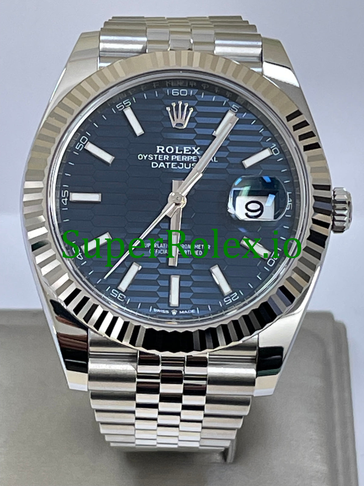 Rolex Datejust 41 White Gold Bright Blue Motif Dial Ref.126334