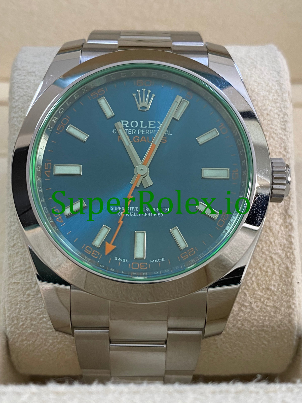 Rolex Milgauss 40mm Blue Dial Ref.116400GV - Green Crystal