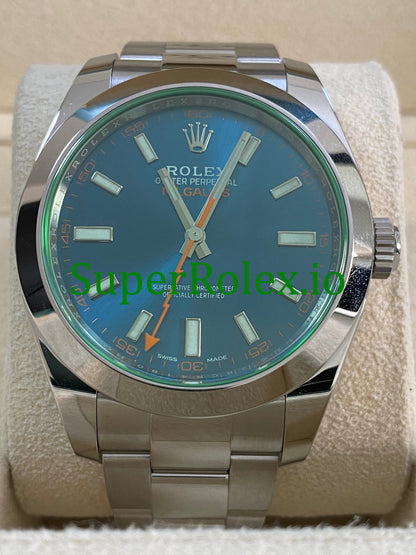 Rolex Milgauss 40mm Blue Dial Ref.116400GV - Green Crystal