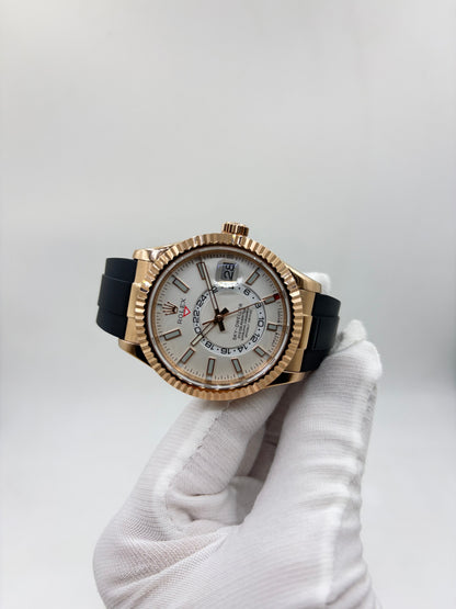 Twf FACTORY 1:1 Rolex Skydweller SS/RG best edition white dial