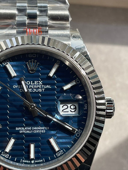 VSF Factory 1:1 Rolex DateJust 41  SS Best Edition 904L Steel Blue Textured Dial