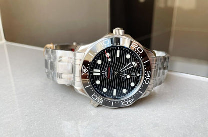2018 Seamaster Diver 300M SS VSF 1:1 Best Edition Bezel BLACK Dial on SS Bracelet A2824 decorated to CAL.8800
