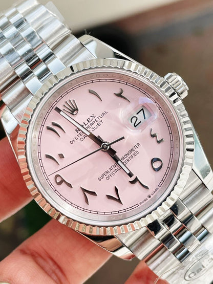 DIWF Factory 1:1 Rolex DateJust 36mm 126234 Best Edition 904L Steel Tiffany Pink Dial Arabic Marker SA3235