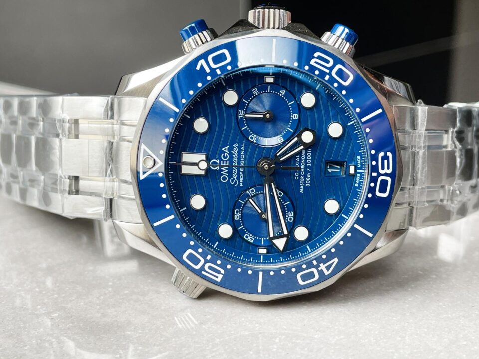 Seamaster 300M Chrono SS OMF 1:1 Best Edition Blue Dial on SS Bracelet A9900