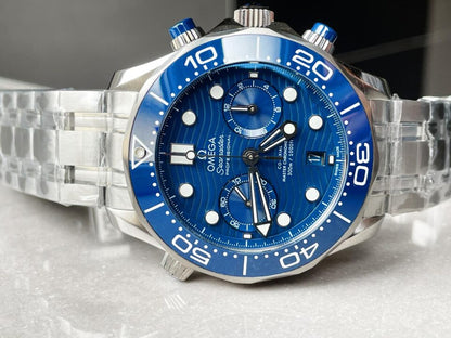 Seamaster 300M Chrono SS OMF 1:1 Best Edition Blue Dial on SS Bracelet A9900