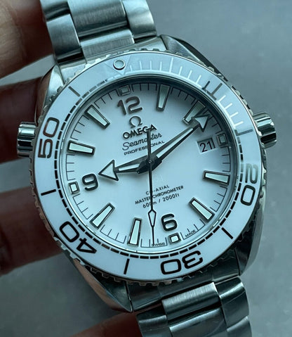 Planet Ocean Sea master 39.5mm White Real Ceramic VSF 1:1 Best Edition on SS strap A8906