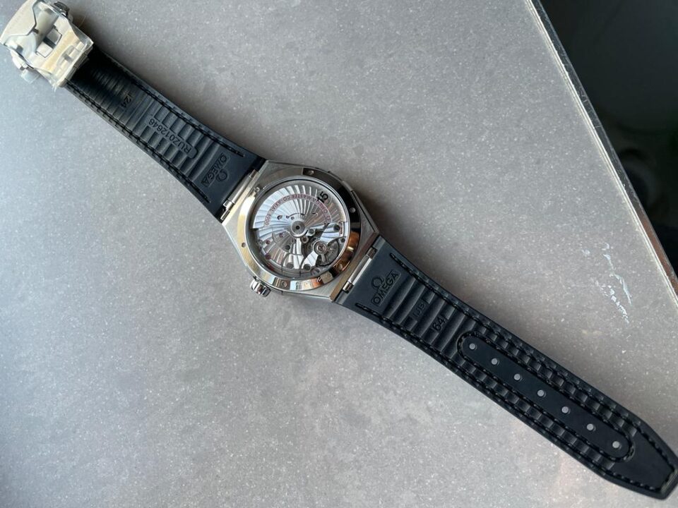Constellation Black Ceramic SS SBF 1:1 Best Edition White Textured Dial on Black Gummy Strap A8900