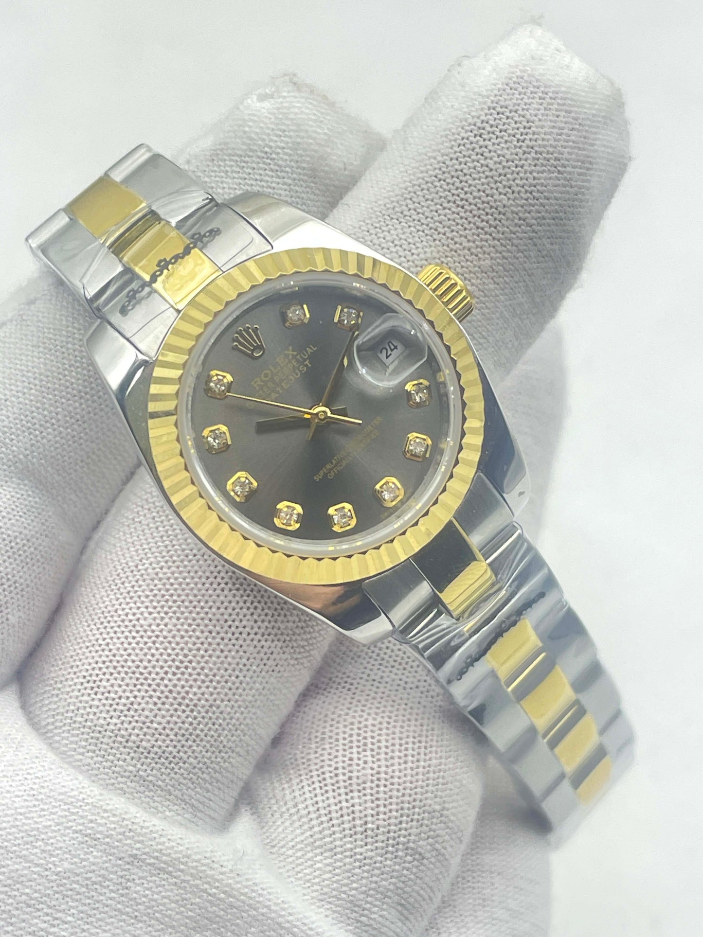 Rolex Lady-Datejust 26 Yellow Gold and Steel Diamond Dial Ref.179173