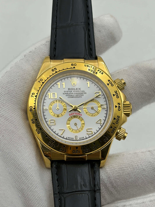 Rolex Daytona Yellow Gold White Arabic Dial Cosmograph Ref.16518