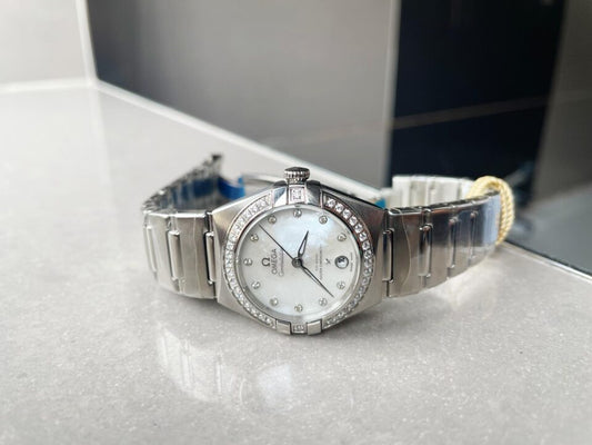 Constellation Co?Axial Master 29 mm Silver dial White dial on Diamond bezel