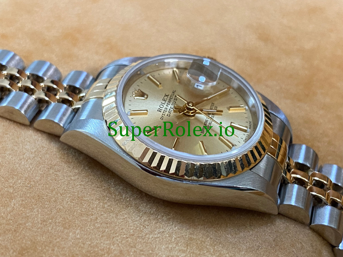 Rolex Lady-Datejust 26MM Yellow Gold and Steel Champagne Index Dial Ref.79173