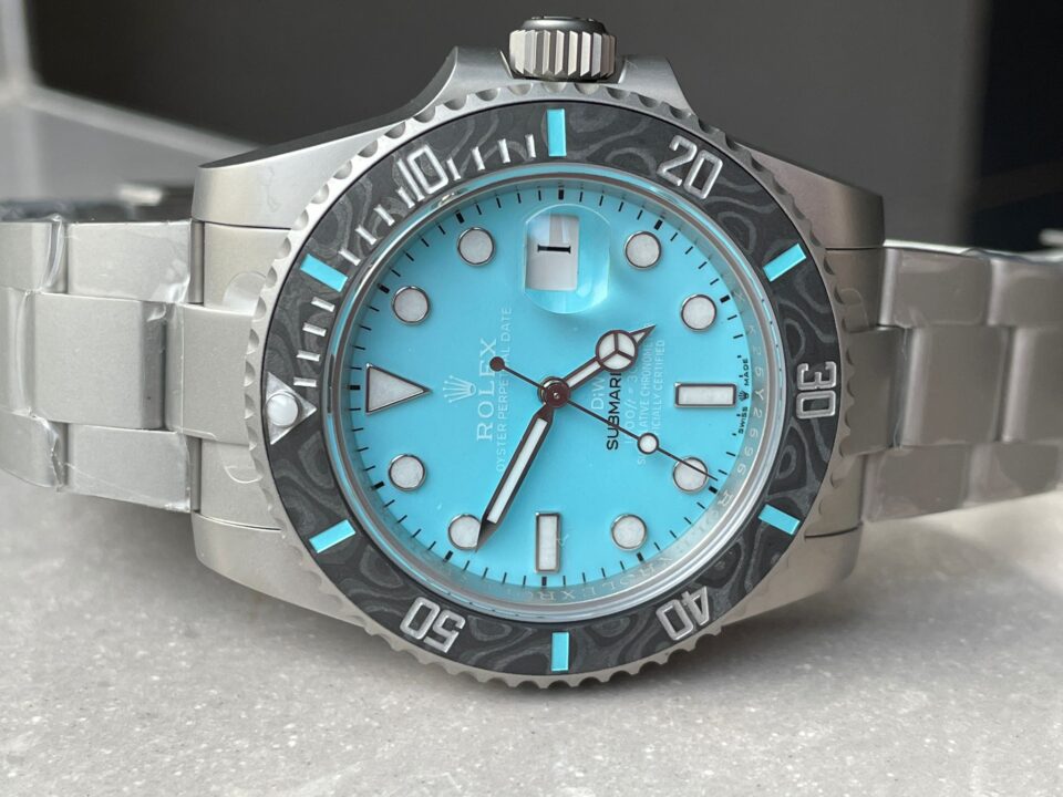 DIWF FACTORY 1:1 Rolex Submariner Sandblasted  Best Edition Carbon Bezel Tiffany Blue Dial Dial VR3135