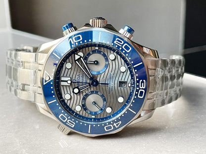 Seamaster 300M Chrono SS OMF 1:1 Best Edition Grey Dial on SS Bracelet A9900