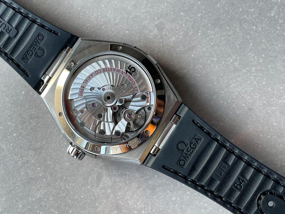 Constellation Black Ceramic SS SBF 1:1 Best Edition White Textured Dial on Black Gummy Strap A8900