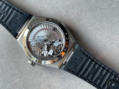 Constellation Black Ceramic SS SBF 1:1 Best Edition White Textured Dial on Black Gummy Strap A8900