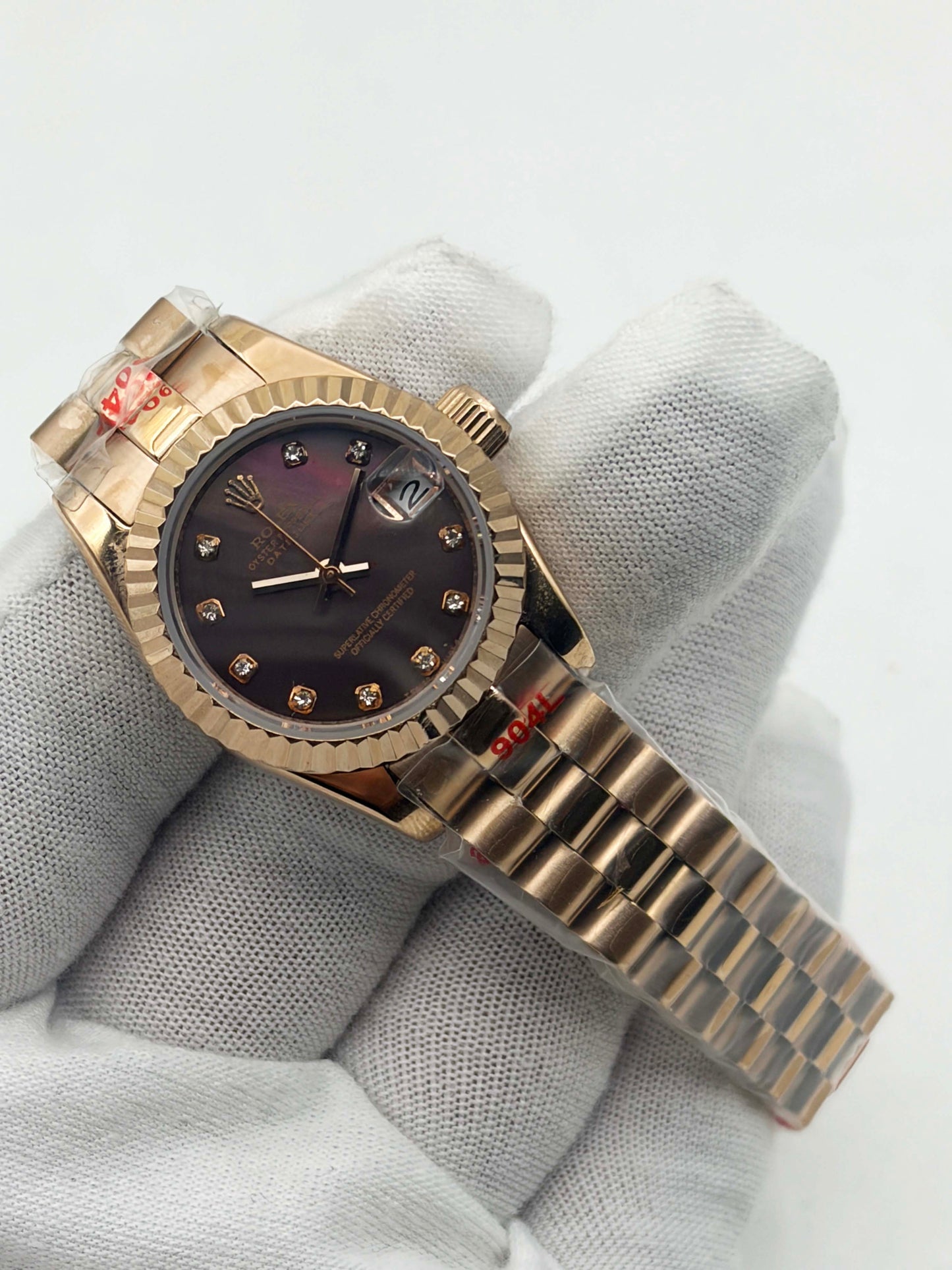 Rolex Lady-Datejust 26 Everose Gold Pearl Diamond Dial Ref.179175