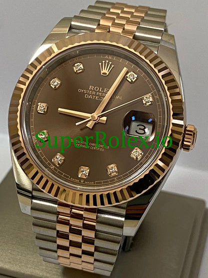 Rolex Datejust 41 Steel and Everose Gold Chocolate Diamond Dial Ref.126331