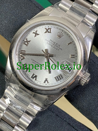 Rolex Platinum Dial Datejust 31 Silver Roman Roman Ref.178246