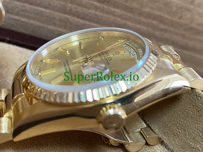 Rolex Day-Date 36MM Yellow Gold Champagne Index Dial Ref.18038