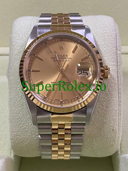Rolex Datejust 36 Steel and Yellow Gold Champagne Index Dial Ref.16233