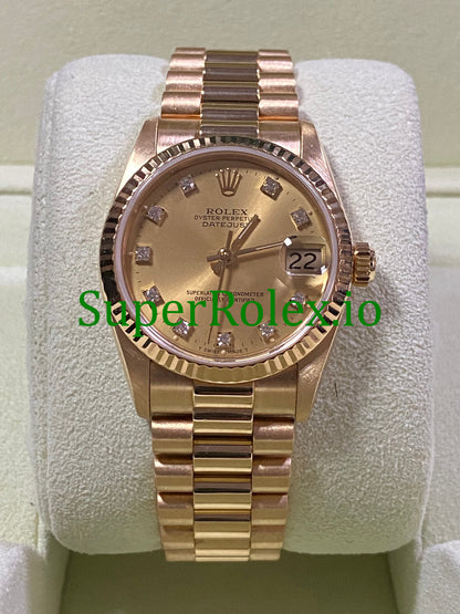 Rolex Datejust 31 Yellow Gold Diamond Dial Ref.68278