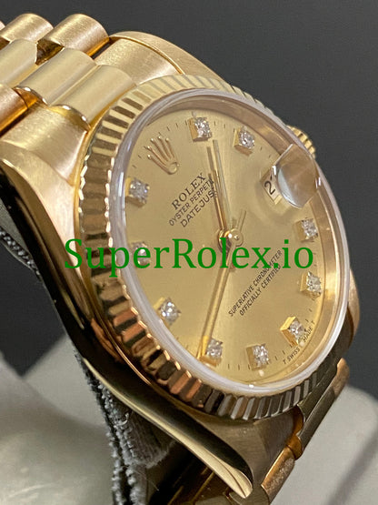 Rolex Datejust 31 Yellow Gold Diamond Dial Ref.68278