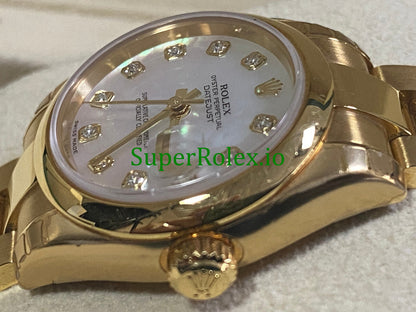 Rolex Lady-Datejust 26 Yellow Gold Mother of Pearl Diamond Dial Ref.179168