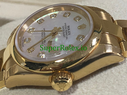 Rolex Lady-Datejust 26 Yellow Gold Mother of Pearl Diamond Dial Ref.179168