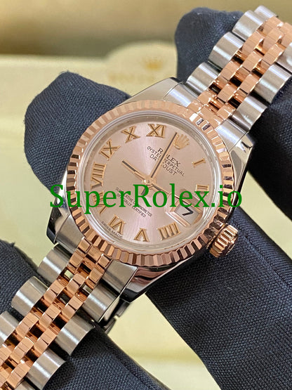 Rolex Lady-Datejust 26 Everose Gold and Steel Pink Roman Dial Ref.179171