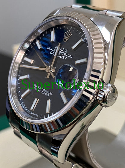 Rolex Datejust 36 Stainless Steel Bright Blue Fluted-Motif Dial Ref.126234